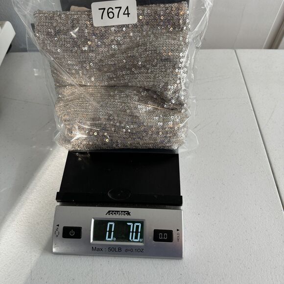 Rachel Zoe Allover Sequin Halter Bodysuit Size L Gold Beige Silver Party Glam - Picture 11 of 11